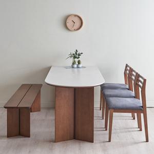 [무료배송혜택] 라엘 반타원 포세린 세라믹 6인 식탁테이블세트 B형 (구르미원목 스웨이드원단)국내생산