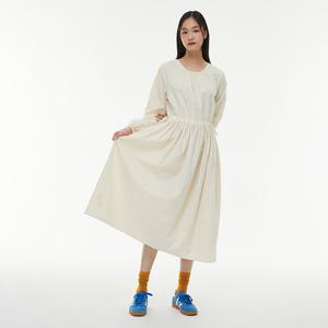 [랩]넥 셔링 코튼 끈 롱 원피스(AQ1WO242)