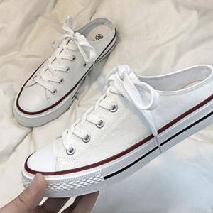 면 혼방 정사이즈 화이트 블랙 2컬러 뮬운동화 블로퍼