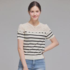 FOCUS  페미닌 레이스 배색 니트 PBINF5M1KT2081