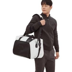 [헤지스골프] 화이트 남성 배색 포인트 가죽 보스턴백 HUBA4F901OW