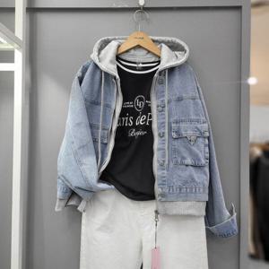 [무자크]후드배색 데님 청자켓 P3JK12