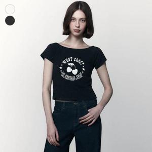 [게스]게스 여성 하트체리 프린트 슬럽 반팔 T OP2K5413