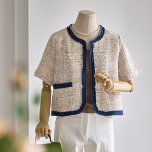 [커스텀에이블] 데님라인 트위드 반팔자켓_T2504JK606A