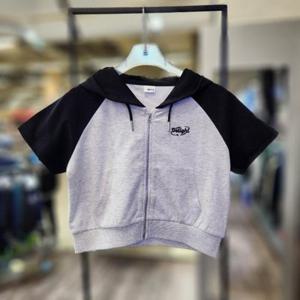 에스핏 HC09 배색크롭후드 여름반팔점퍼 SJZ304FKJP01
