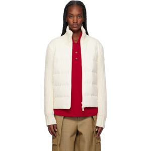 몽클레어 패딩 오프 화이트 울 캐시미어 집업 패딩 다운 가디건 242111F061055