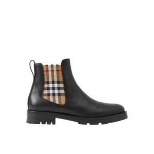 버버리 빈티지 체크 디테일 레더 첼시 부츠 블랙 8042363