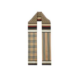 버버리 몽타주 프린트 실크 스카프 아카이브 베이지 8011951