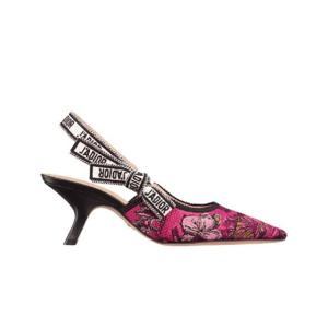 디올 자디올 슬링백 펌프스 라니 핑크 멀티컬러 자수 코튼 트왈 드 주이 보야주 모티프 KCP866VOY-S66P