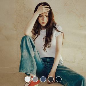 [지오다노]여성 여름 라운드넥 소프트 수피마 한소희 무지 면 반팔 티셔츠 325523/05325523