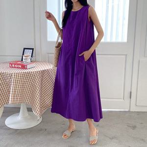 [한정수량] [플랜비컬렉션] 바스락 민소매 롱 원피스_PD2505OP014B