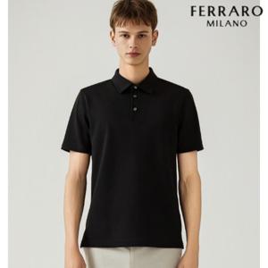 [페라로밀라노] 저지 메쉬 Y카라 티셔츠 블랙 AM0EKS20539