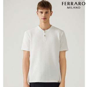 [페라로밀라노] 조직 헨리넥 티셔츠 화이트 AM0EKS25331