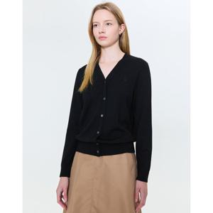 헤지스 여성 24FW 클리어런스스테디셀러울100% 블랙 로고자수 브이넥 가디건 WSSW4D8C3BK