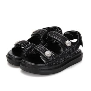 [본사운영] BABARA 트위드 벨크로 여성 몰드샌들4cm_BBF361