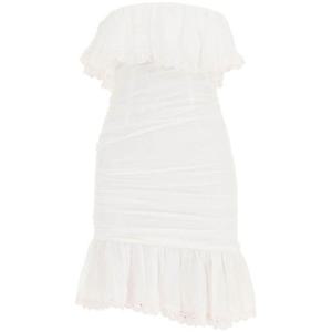 Isabel Marant Oxani 오프숄더 주름 장식 미니 드레스 RO0086FAA1J38I 20WH TP944974654