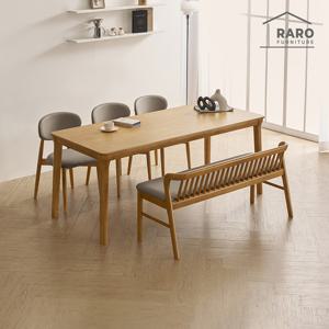 라로퍼니처 보나 1900 고무나무 원목 6인 식탁 세트 메이플 (식탁+의자3+벤치1)