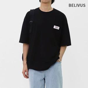 빌리버스 남성 오버핏 반팔 라운드 포켓 캐주얼 티셔츠 BNE055