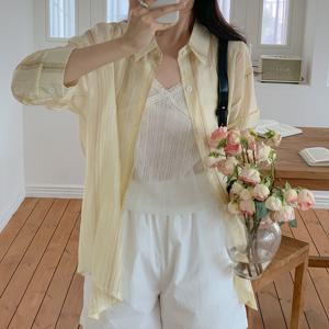 [한정수량] [올리비에스클로젯] 스트라이프 시스루 시어커서 셔츠_O2507BL064B