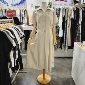 [밸리걸]백밴딩 바스락 반팔 롱원피스 821010