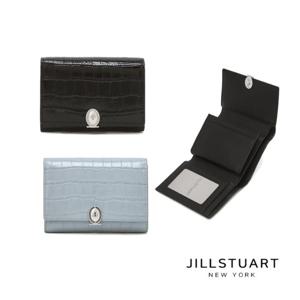[질스튜어트] 블랙,블 크루커 엠보 가죽 3단 반지갑 JAWA5F801BK.JAWA5F821B1