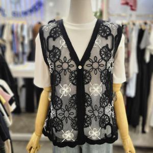 [밸리걸]스티치 망사 시스루 베스트 604540