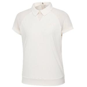 [와이드앵글]여성 CO 쉬폰 믹스 백집업 폴로 티셔츠 WWM24275W4