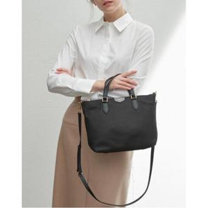 [헤지스ACC]HIBA0E301BK_ 블랙 로고 가죽배색 나일론 크로스&토트백