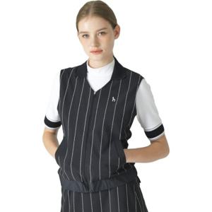 [헤지스골프] 네이비 여성 핀스트라이프 집업 베스트HWJU5C511N3