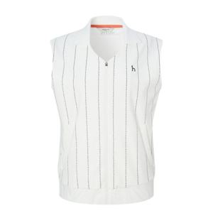 [헤지스골프] 화이트 여성 핀스트라이프 집업 베스트HWJU5C511OW