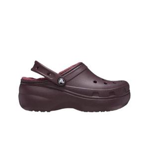 크록스 클래식 플랫폼 라인드 클로그 다크 체리 207938-6WD