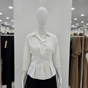 [꼼빠니아]오픈카라 사선 패플럼 블라우스 CAFU4-WRB130_CJ