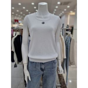 [더아이잗]로고 자수 슬리브리스 니트 IR5M1PO801IV10_DJ