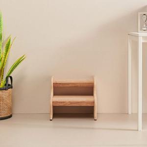 [착불배송] H6836 고무나무 미니 사다리 스툴 1color 스텝스툴 원목수납장 사다리수납장 사다리스툴 미니사다리 낮은사다리 2단사다리 간이수납장 발받침대