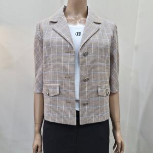 [더아이잗]더아이잗 린넨 체크 플랩 장식 재킷 IP5M0JK841