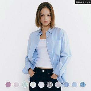 [지오다노] 여성 포플린 긴팔 셔츠 345501