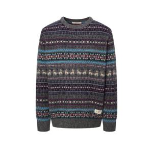 헤지스  25FW  남성 패턴 울 라운드 캐주얼 니트 HZSW5D486G2