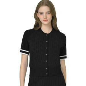 [헤지스골프] 블랙 여성 자카드 패턴 반팔 가디건HWSW5C613BK