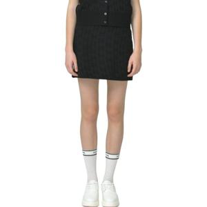 [헤지스골프] 블랙 여성 자카드 패턴 니트 스커트HWSK5C611BK