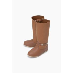 [베네통 키즈] 스웨이드 배색 롱 부츠 QCSH07541BR_브라운