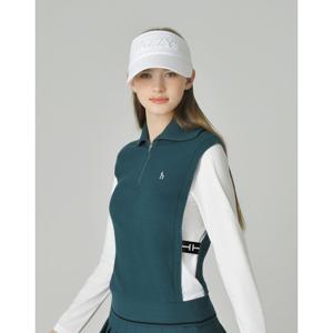 헤지스 골프 여성 25FW 터키쉬블루 여성 니트 베스트 하이브리드 티셔츠 HWTS5C613T3