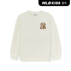 [MLB키즈 공식]25FW스트릿 베이직 체크 아플리케 맨투맨 NY (Ivory) 7AMTB1254-50IV