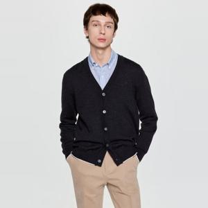 헤지스  25FW  남성 솔리드 배색 브이넥 가디건 HZSW5D202CG