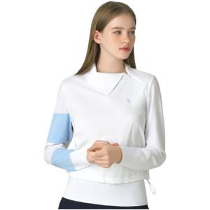 [헤지스골프] 화이트 여성 변형 넥 하이브리드 니트HWSW5C616OW