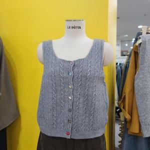 르피타 DP01 컬러단추 꽈배기 니트조끼 L254BVTA51