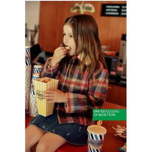 [베네통 키즈] 체크 퍼 카라 숏 코트 QACT03561MU_멀티