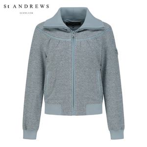 [세인트앤드류스] 여성 별 심볼 니트 배색 트위드 점퍼