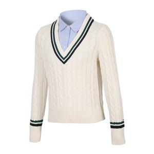 타미힐피거 브이넥 레이어드 니트 J22S0674 아이보리