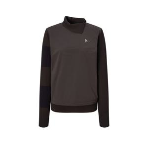 헤지스 골프 여성 25FW 브라운 여성 변형 넥 하이브리드 니트 HWSW5C616W3