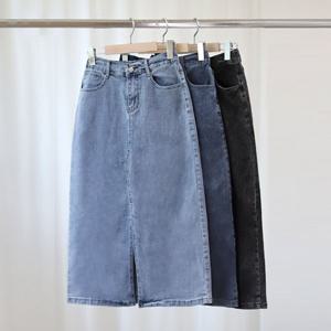 앞트임 스판 데님 롱스커트_FG3SR002